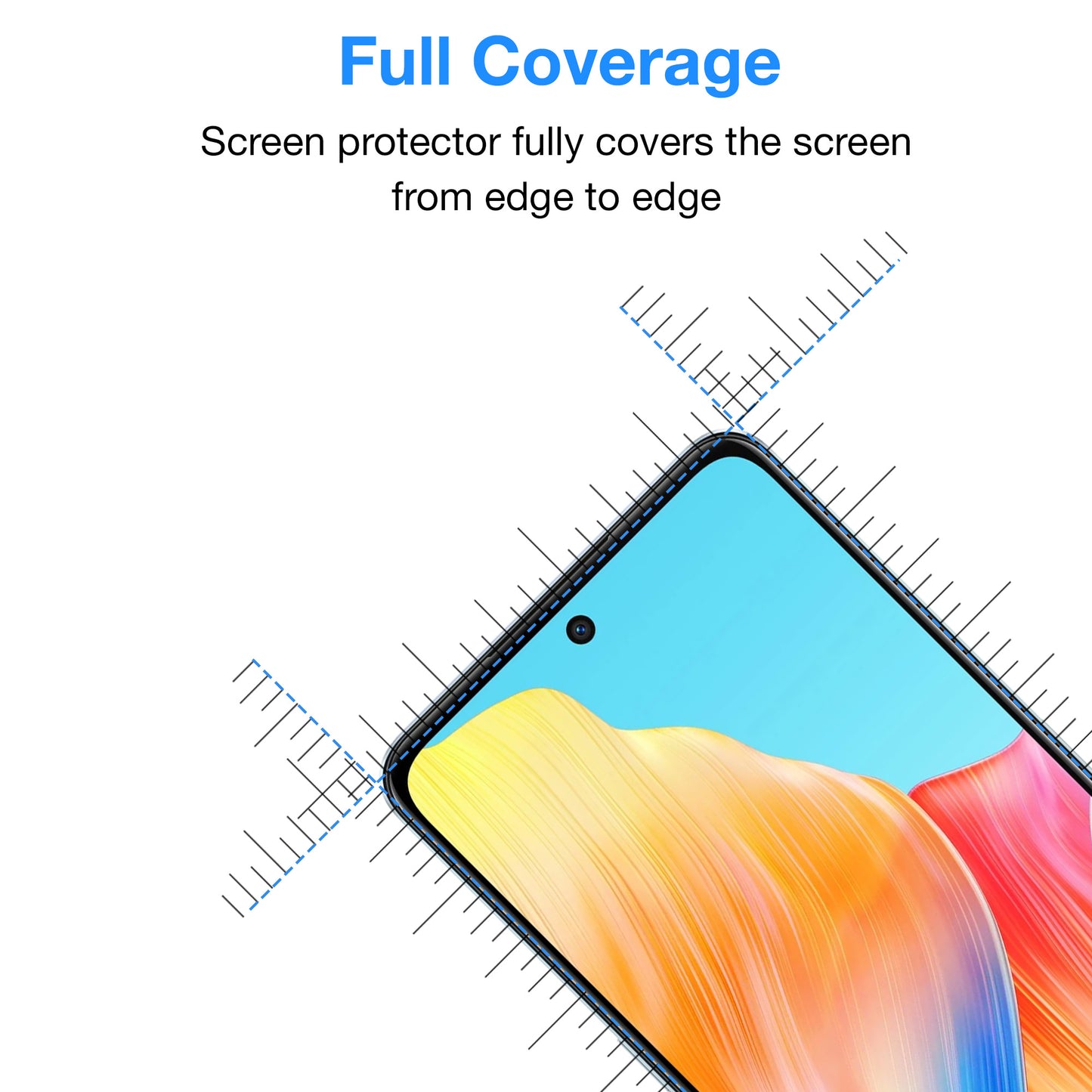 [2 Pack] MEZON Full Coverage Tempered Glass for OPPO A98 5G Crystal Clear Premium 9H HD Screen Protector (OPPO A98 5G, 9H Full)