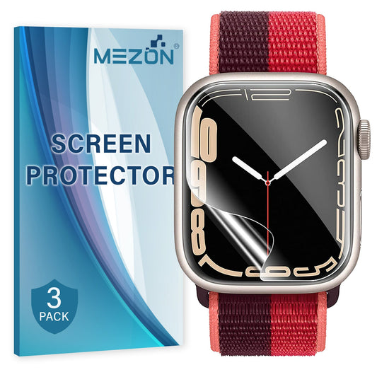 [3 Pack] MEZON Apple Watch Series 9 (45 mm) Ultra Clear TPU Film Screen Protectors Shock Absorption (Apple Watch 9 45mm, Clear)
