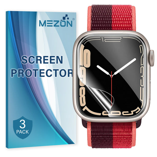 [3 Pack] MEZON Apple Watch Series 9 (41 mm) Ultra Clear TPU Film Screen Protectors Shock Absorption (Apple Watch 9 41mm, Clear)