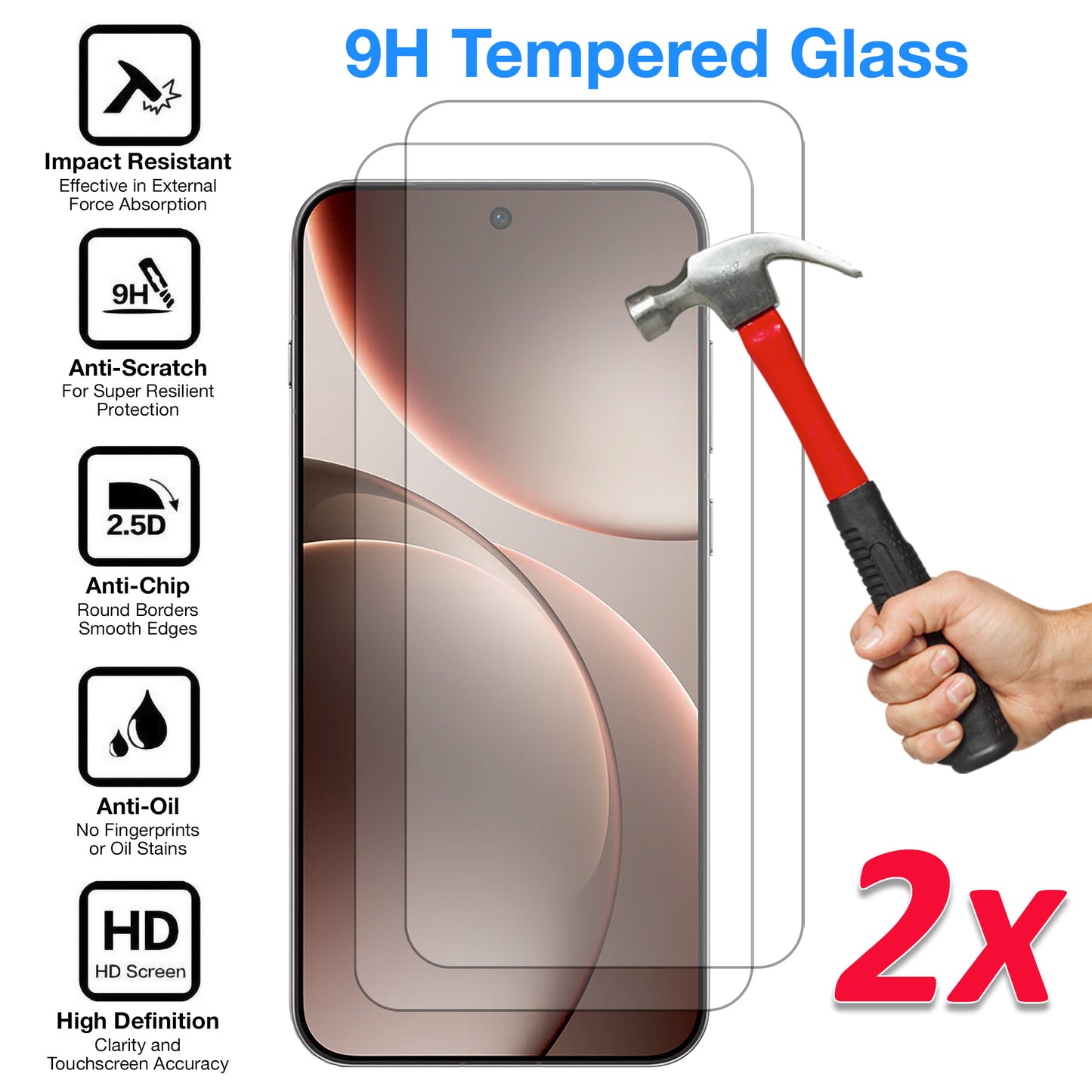 [2 Pack] MEZON Tempered Glass for OPPO Find X9 5G Crystal Clear Premium 9H HD Case Friendly Screen Protector (OPPO Find X9 5G, 9H)