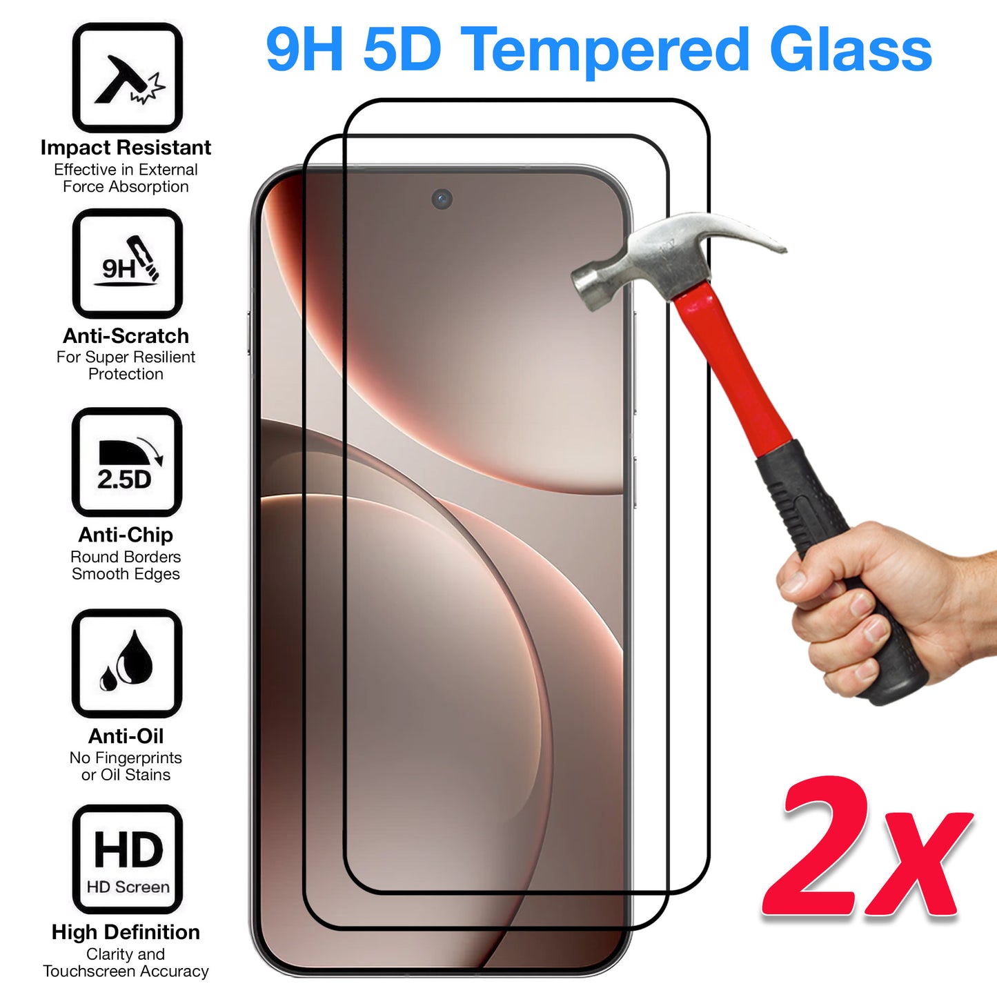 [2 Pack] MEZON OPPO Find X9 5G Full Coverage Tempered Glass Crystal Clear Premium 9H HD Screen Protector (OPPO Find X9 5G, 9H Full)