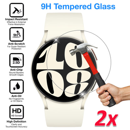[2 Pack] MEZON Samsung Galaxy Watch6 (40 mm) Premium Tempered Glass Protector Shock Absorption (Galaxy Watch6 40mm, 9H)