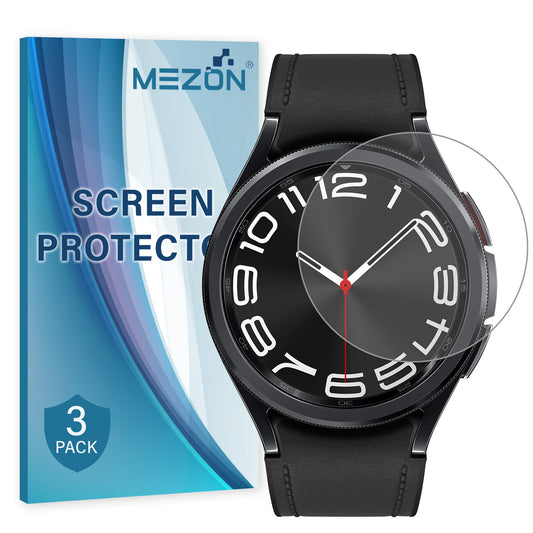 [3 Pack] MEZON Samsung Galaxy Watch6 Classic (47 mm) Ultra Clear TPU Film Screen Protectors – Shock Absorption (Watch 6 Classic 47mm, Clear)