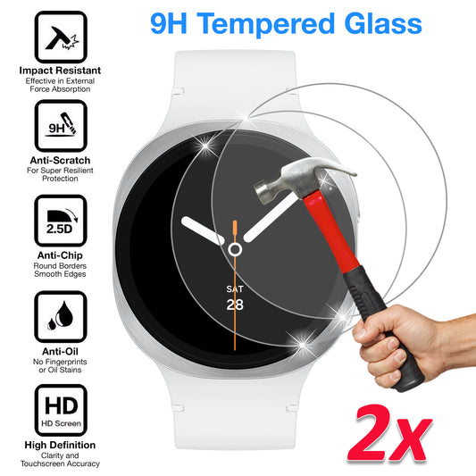 [2 Pack] MEZON Samsung Galaxy Watch8 (40 mm) Premium Tempered Glass Protector Shock Absorption (Galaxy Watch8 40mm, 9H)
