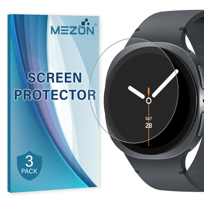 [3 Pack] MEZON Samsung Galaxy Watch8 (40 mm) Ultra Clear TPU Film Screen Protectors – Shock Absorption (Watch 8 40mm, Clear)