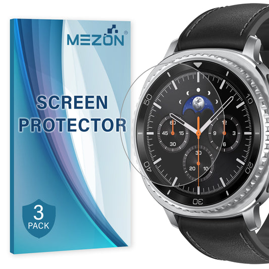 [3 Pack] MEZON Samsung Galaxy Watch8 Classic (46 mm) Ultra Clear TPU Film Screen Protectors – Shock Absorption (Watch 8 Classic 46mm, Clear)