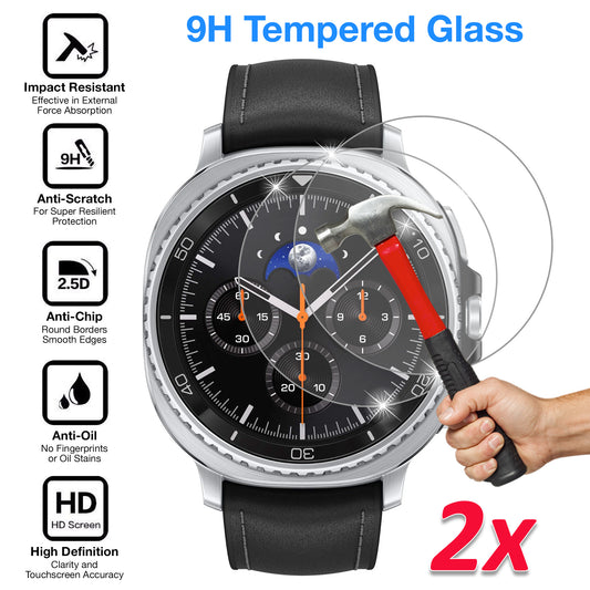 [2 Pack] MEZON Samsung Galaxy Watch8 Classic (46 mm) Premium Tempered Glass Protector Shock Absorption (Galaxy Watch8 Classic 46mm, 9H)