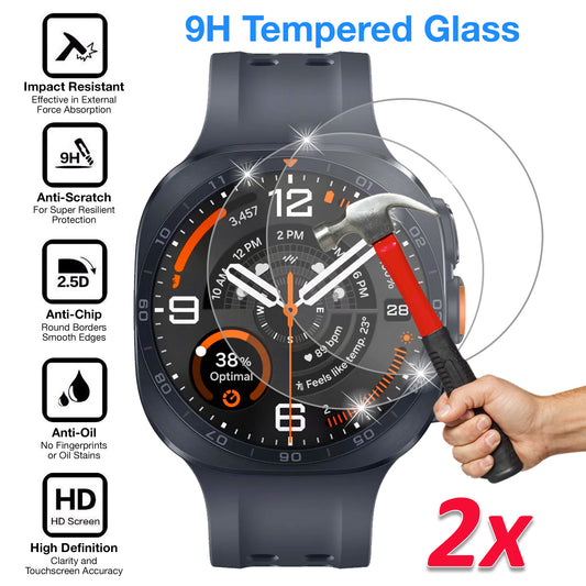 [2 Pack] MEZON Samsung Galaxy Watch Ultra2 2026 (47 mm) Premium Tempered Glass Protector Shock Absorption (Galaxy Watch Ultra2 47mm, 9H)