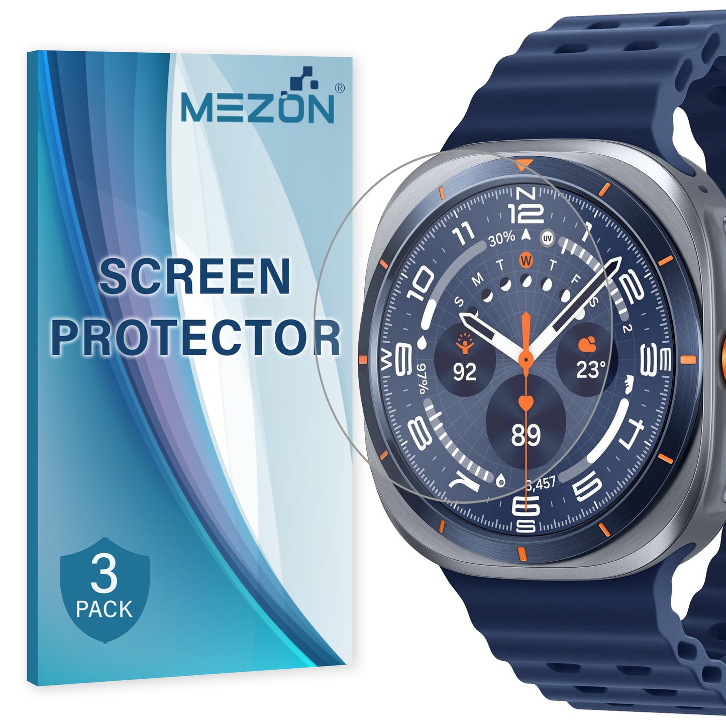 [3 Pack] MEZON Samsung Galaxy Watch Ultra2 2026 (47 mm) Ultra Clear TPU Film Screen Protectors – Shock Absorption (Watch Ultra2 47mm, Clear)