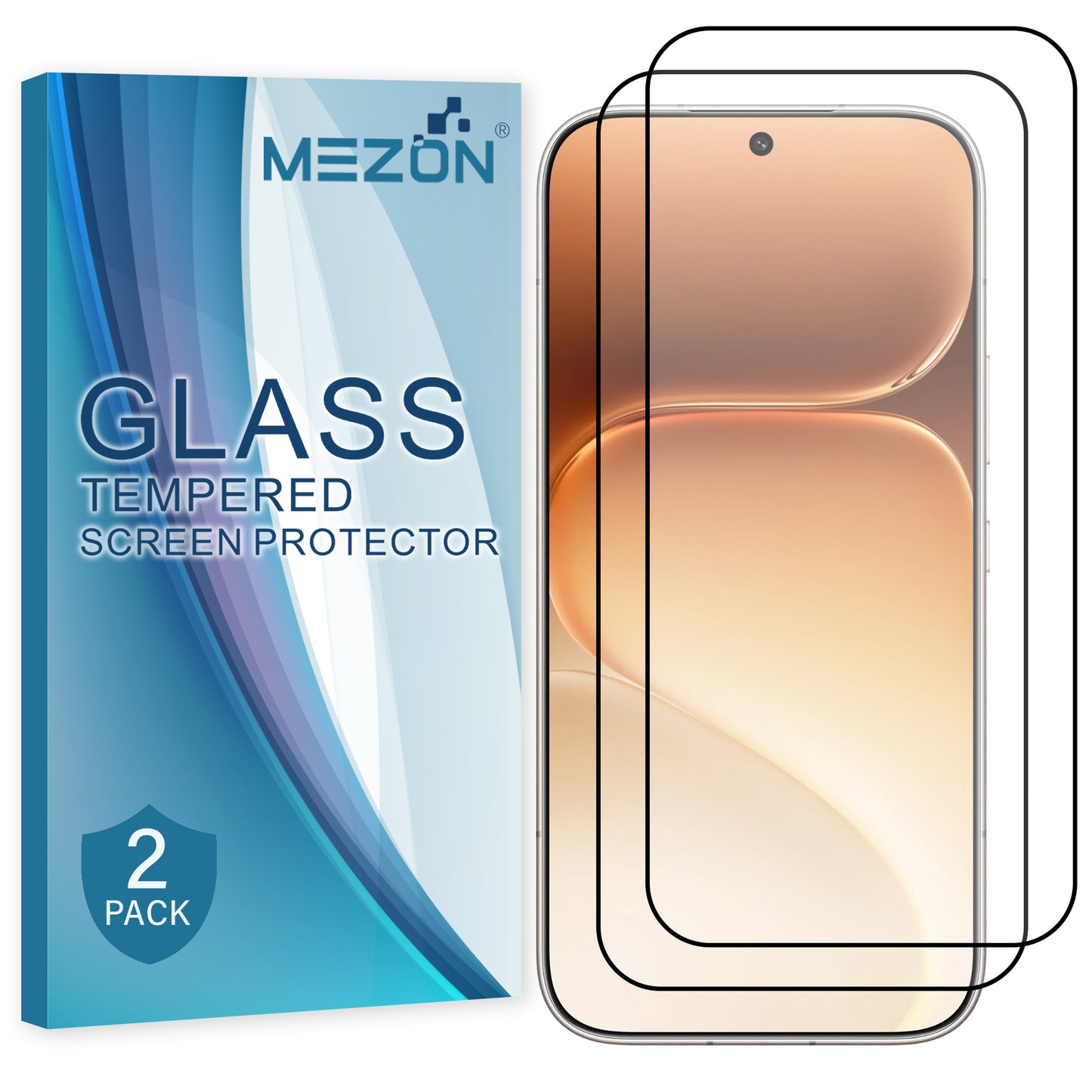 [2 Pack] MEZON HONOR 600 5G Full Coverage Tempered Glass Crystal Clear Premium 9H HD Screen Protector