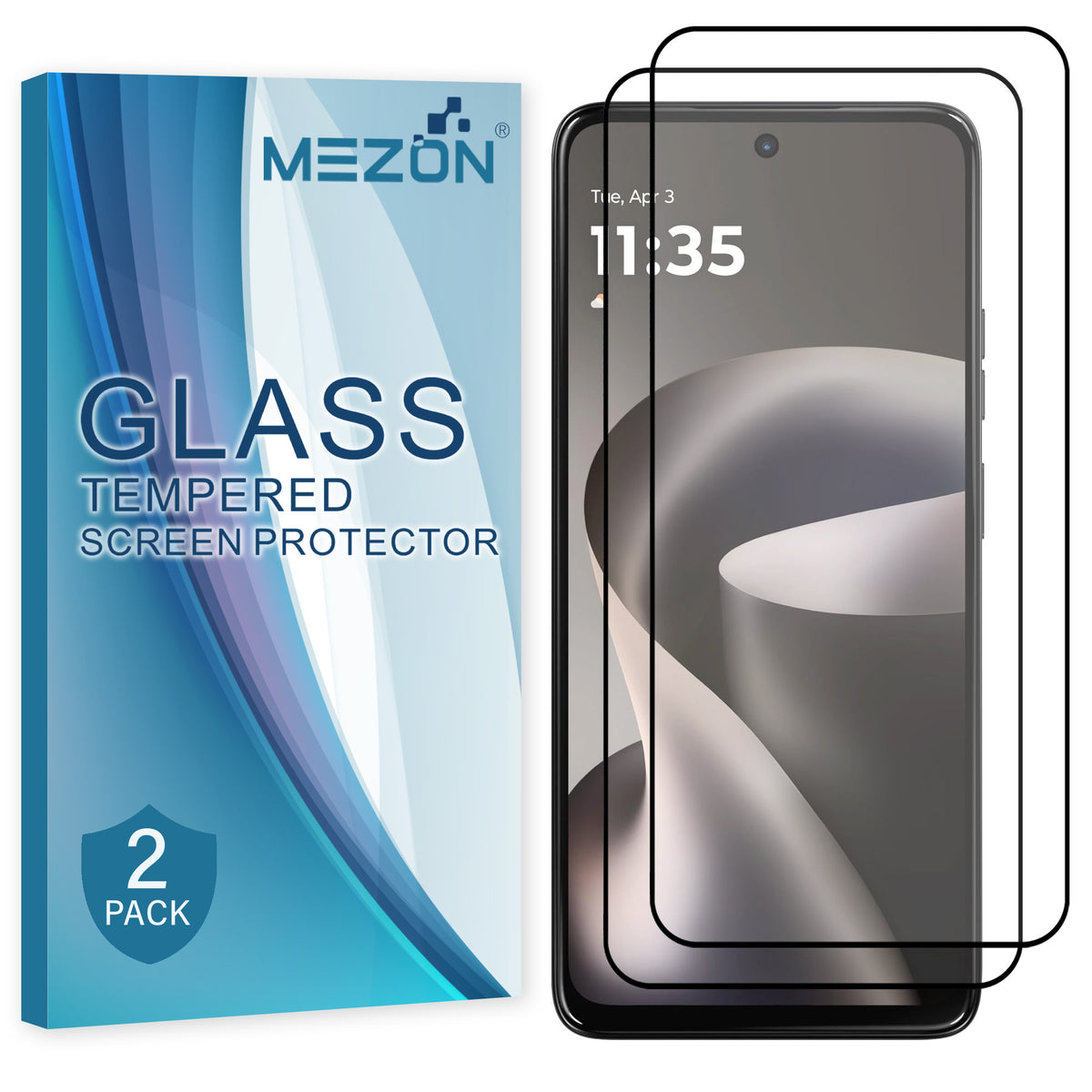 [2 Pack] MEZON Motorola Moto G37 5G Full Coverage Tempered Glass Crystal Clear Premium 9H HD Screen Protector