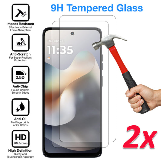 [2 Pack] MEZON Tempered Glass for Motorola Moto G56 5G Crystal Clear Premium 9H HD Case Friendly Screen Protector