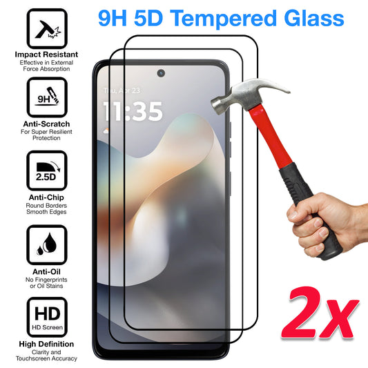 [2 Pack] MEZON Motorola Moto G56 5G Full Coverage Tempered Glass Crystal Clear Premium 9H HD Screen Protector