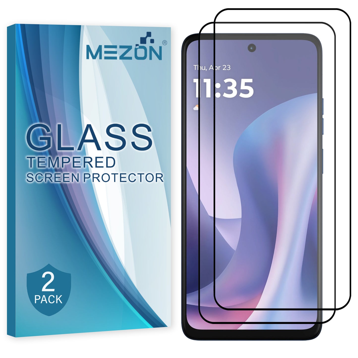 [2 Pack] MEZON Motorola Moto G57 5G Full Coverage Tempered Glass Crystal Clear Premium 9H HD Screen Protector