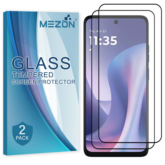 [2 Pack] MEZON Motorola Moto G57 5G Full Coverage Tempered Glass Crystal Clear Premium 9H HD Screen Protector