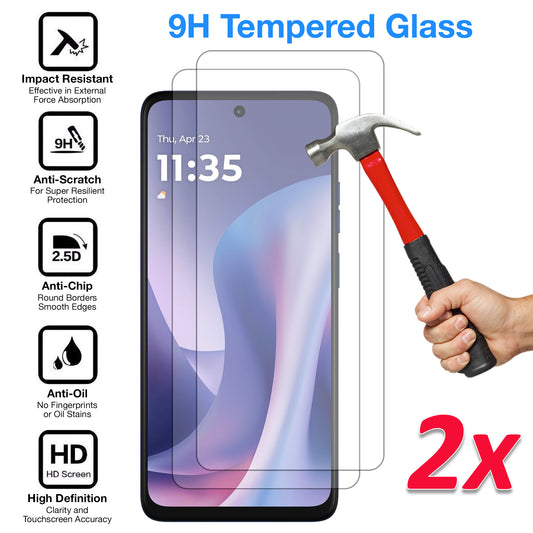 [2 Pack] MEZON Tempered Glass for Motorola Moto G57 5G Crystal Clear Premium 9H HD Case Friendly Screen Protector