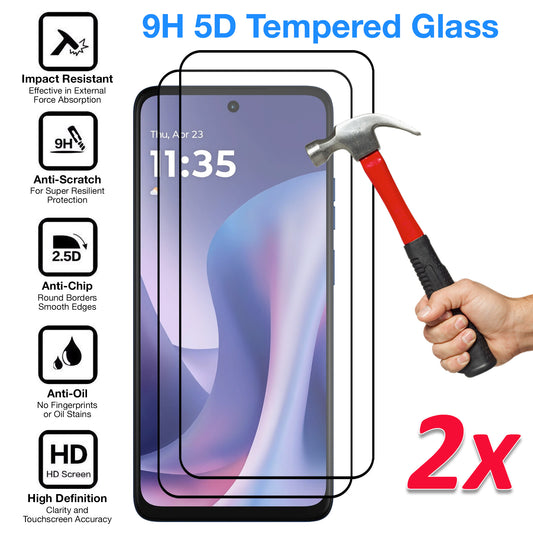 [2 Pack] MEZON Motorola Moto G57 5G Full Coverage Tempered Glass Crystal Clear Premium 9H HD Screen Protector