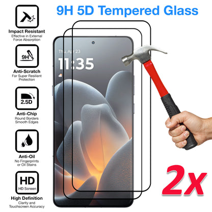 [2 Pack] MEZON Motorola Signature 5G Full Coverage Tempered Glass Crystal Clear Premium 9H HD Screen Protector