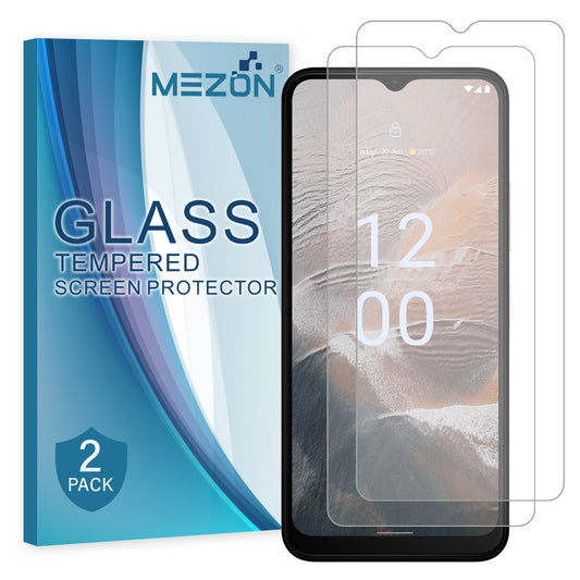 [2 Pack] MEZON Nokia C32 Tempered Glass Crystal Clear Premium 9H HD Case Friendly Screen Protector (Nokia C32, 9H)