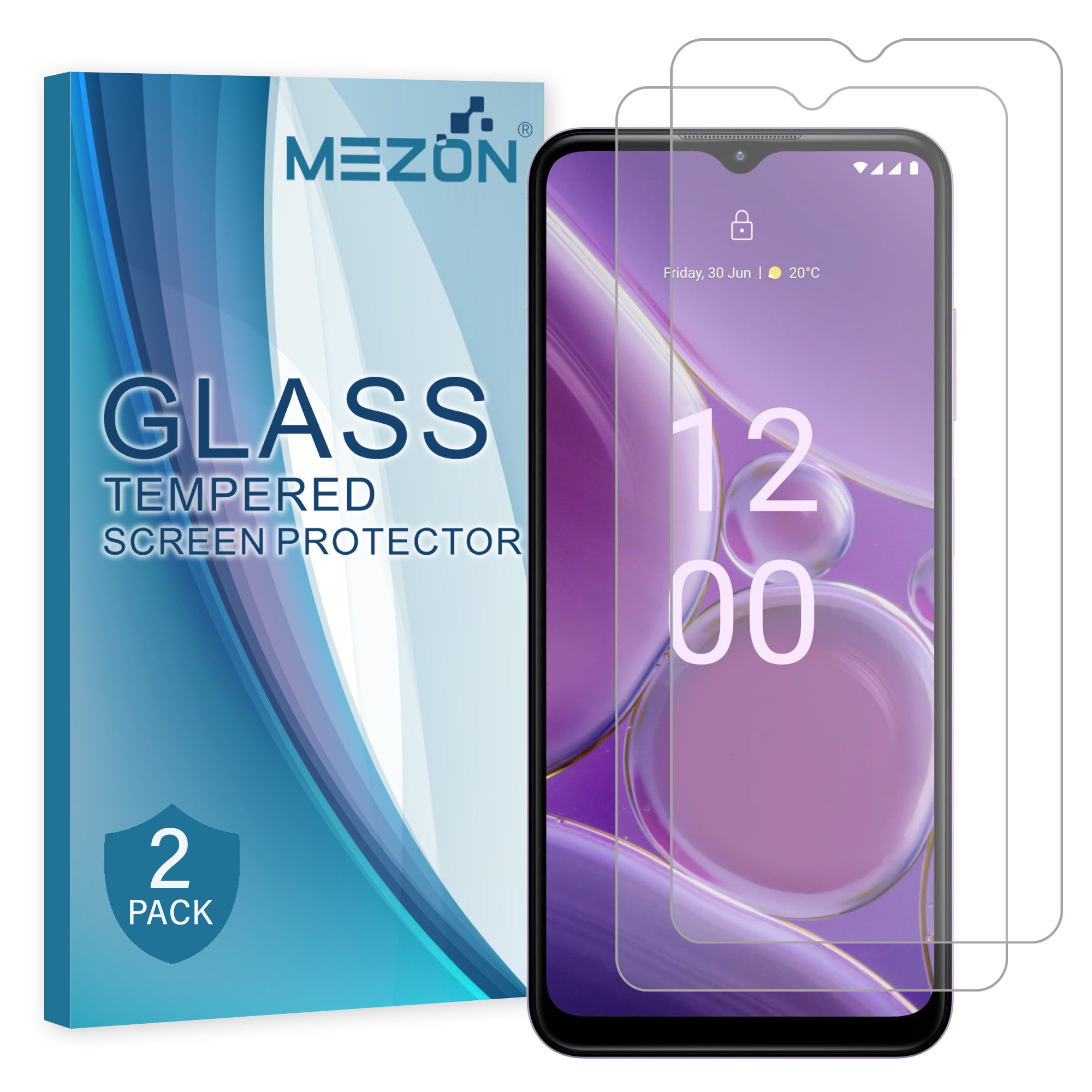 [2 Pack] MEZON Nokia G42 5G Case-Friendly 9H Tempered Glass
