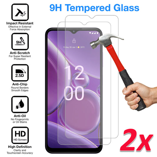 [2 Pack] MEZON Nokia G42 5G Tempered Glass Crystal Clear Premium 9H HD Case Friendly Screen Protector (Nokia G42 5G, 9H)