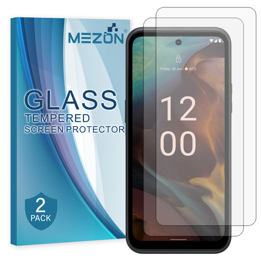 [2 Pack] MEZON Nokia XR21 Tempered Glass Crystal Clear Premium 9H HD Case Friendly Screen Protector (Nokia XR21, 9H)