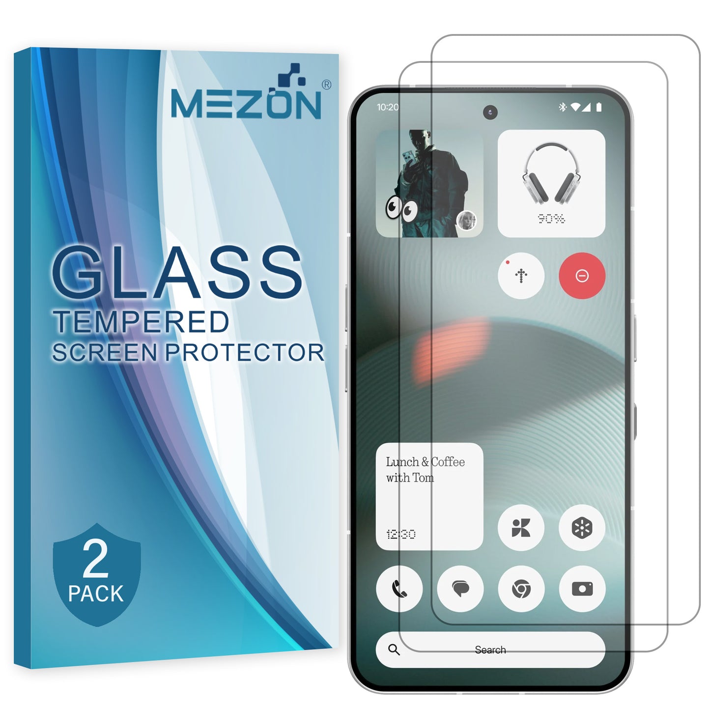 [2 Pack] MEZON Nothing Phone (3) Tempered Glass Crystal Clear Premium 9H HD Case Friendly Screen Protector (Nothing 3, 9H)
