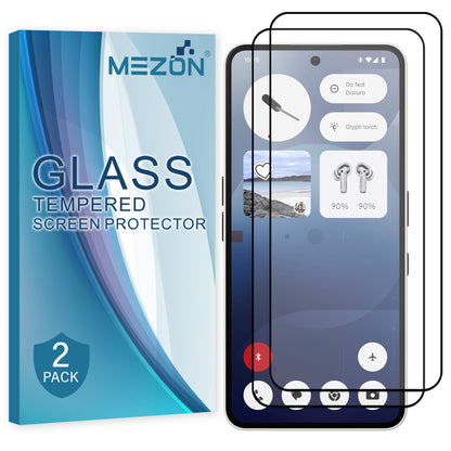 [2 Pack] MEZON Nothing Phone (3a) Full Coverage Tempered Glass Crystal Clear Premium 9H HD Screen Protector (Nothing 3a, 9H Full)