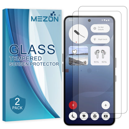[2 Pack] MEZON Nothing Phone (3a) Tempered Glass Crystal Clear Premium 9H HD Case Friendly Screen Protector (Nothing 3a, 9H)
