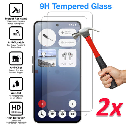 [2 Pack] MEZON Nothing Phone (3a) Tempered Glass Crystal Clear Premium 9H HD Case Friendly Screen Protector (Nothing 3a, 9H)