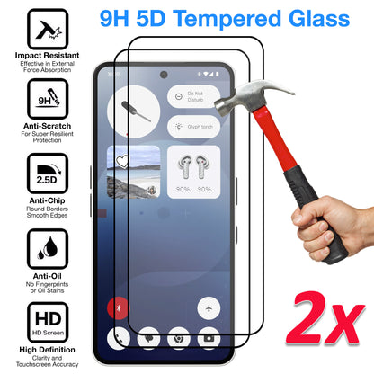 [2 Pack] MEZON Nothing Phone (3a) Full Coverage Tempered Glass Crystal Clear Premium 9H HD Screen Protector (Nothing 3a, 9H Full)