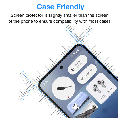 [2 Pack] MEZON Nothing Phone (3a) Tempered Glass Crystal Clear Premium 9H HD Case Friendly Screen Protector (Nothing 3a, 9H)