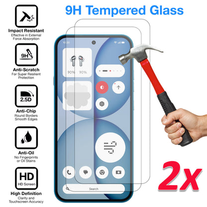 [2 Pack] MEZON Nothing Phone (4a) Tempered Glass Crystal Clear Premium 9H HD Case Friendly Screen Protector (Nothing 4a, 9H)