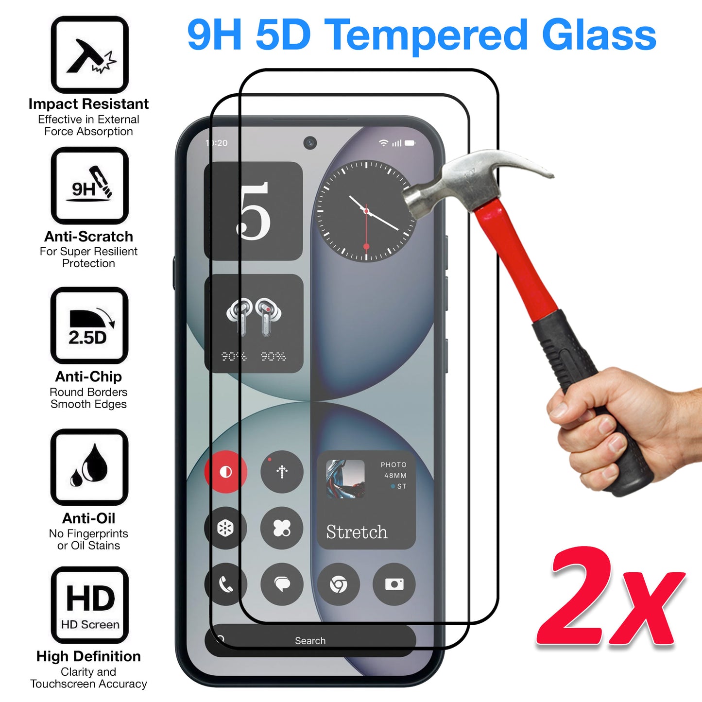 [2 Pack] MEZON Nothing Phone (4a) Pro Full Coverage Tempered Glass Crystal Clear Premium 9H HD Screen Protector (Nothing 4a Pro, 9H Full)