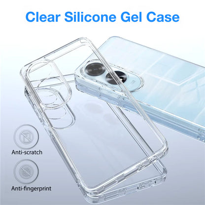 MEZON OPPO A60 4G Ultra Slim Crystal Clear Premium TPU Gel Back Case – Shock Absorption, Wireless Charging Compatible
