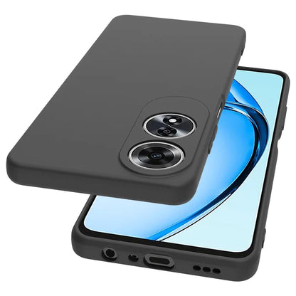 MEZON OPPO A60 4G Ultra Slim Black Premium TPU Gel Back Case – Shock Absorption, Wireless Charging Compatible