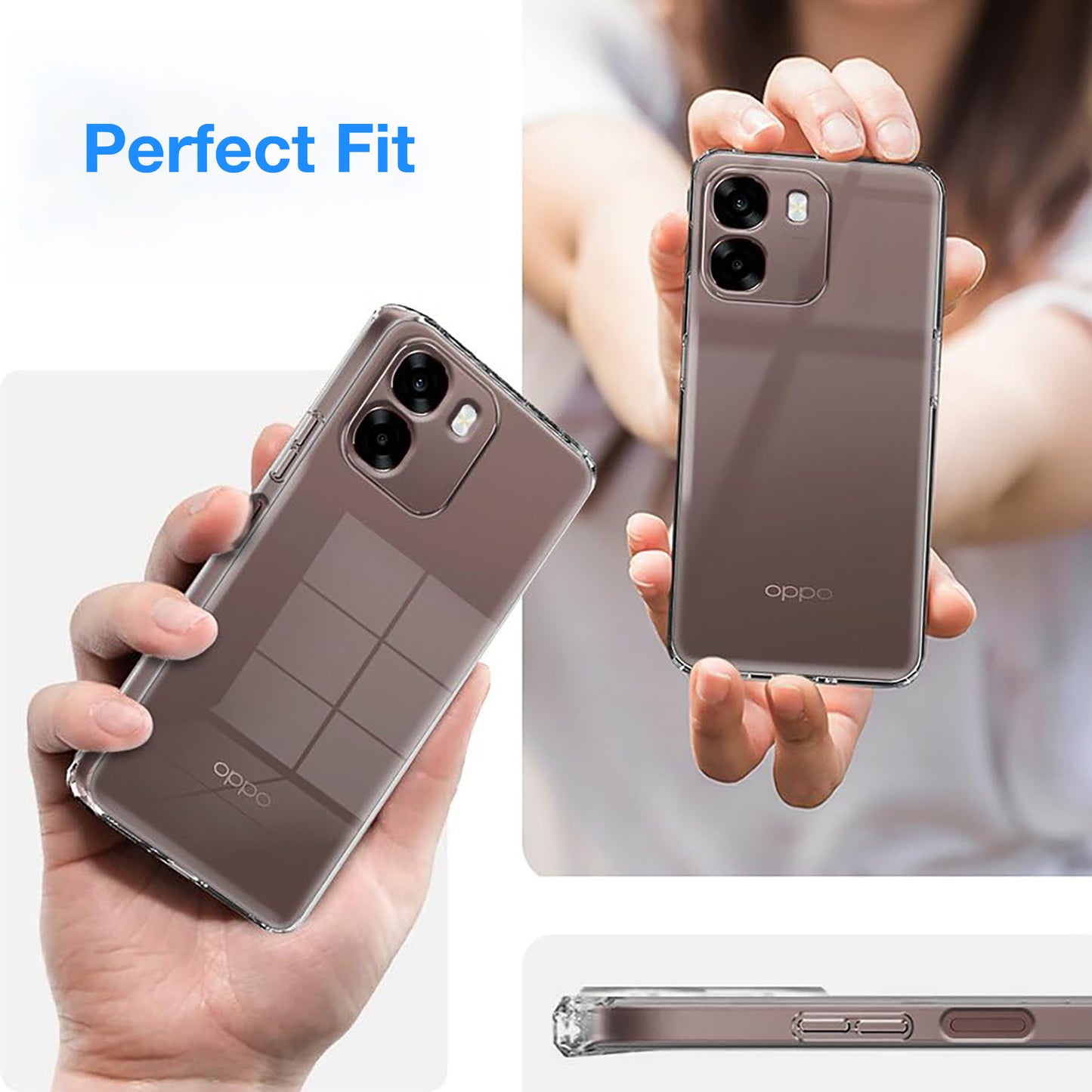 MEZON OPPO A6 5G Ultra Slim Crystal Clear Premium TPU Gel Back Case – Shock Absorption, Wireless Charging Compatible