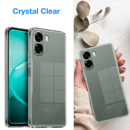 MEZON OPPO A6x 5G Ultra Slim Crystal Clear Premium TPU Gel Back Case – Shock Absorption, Wireless Charging Compatible