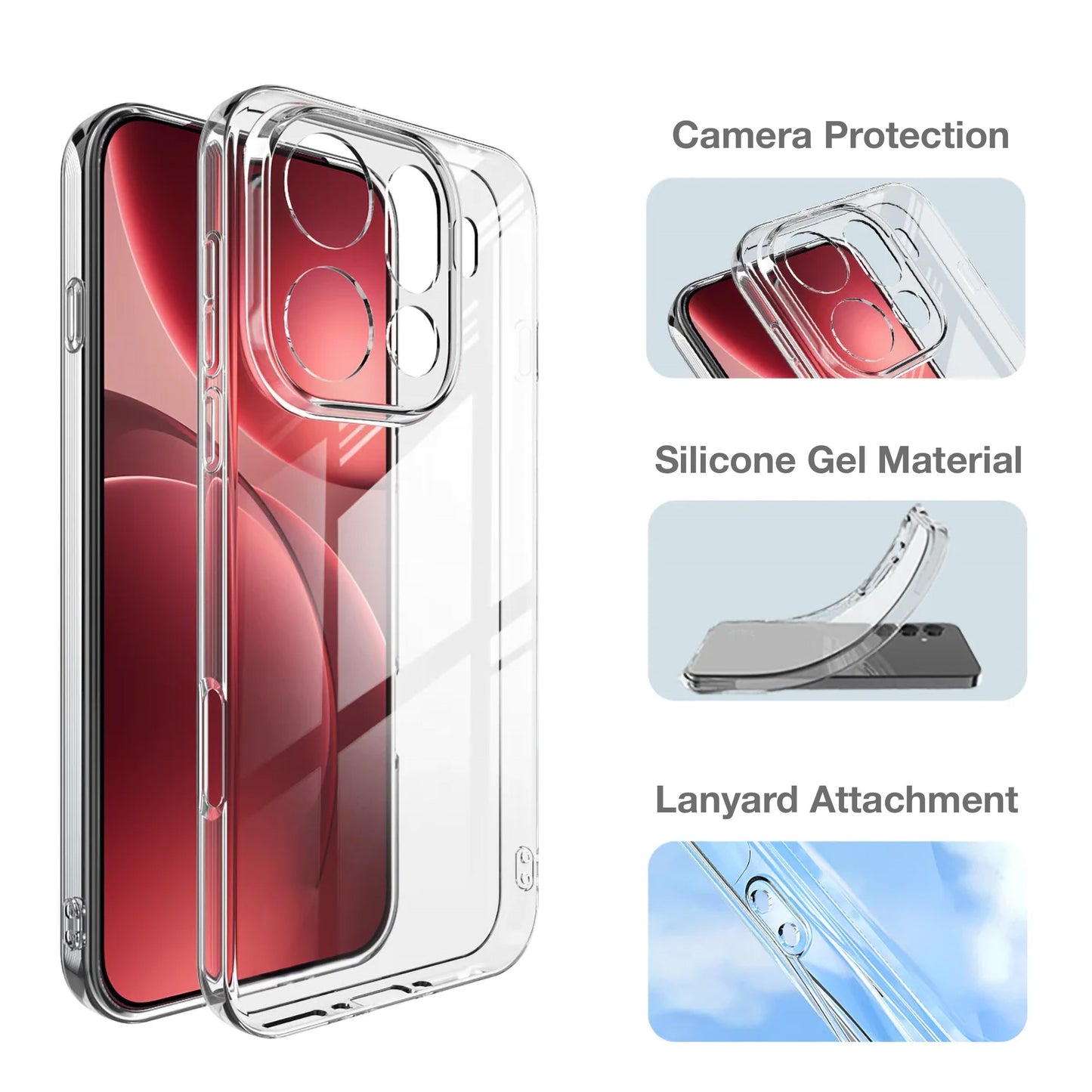MEZON OPPO Find X9 Pro 5G Ultra Slim Crystal Clear Premium TPU Gel Back Case – Shock Absorption, Wireless Charging Compatible