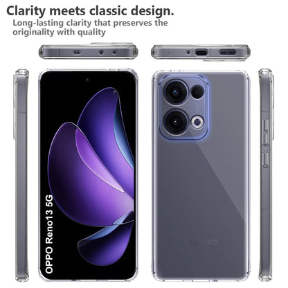 MEZON OPPO Reno13 5G Ultra Slim Crystal Clear Premium TPU Gel Back Case – Shock Absorption, Wireless Charging Compatible