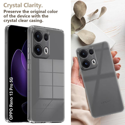 MEZON OPPO Reno13 Pro 5G Ultra Slim Crystal Clear Premium TPU Gel Back Case – Shock Absorption, Wireless Charging Compatible