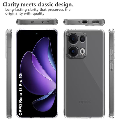 MEZON OPPO Reno13 Pro 5G Ultra Slim Crystal Clear Premium TPU Gel Back Case – Shock Absorption, Wireless Charging Compatible
