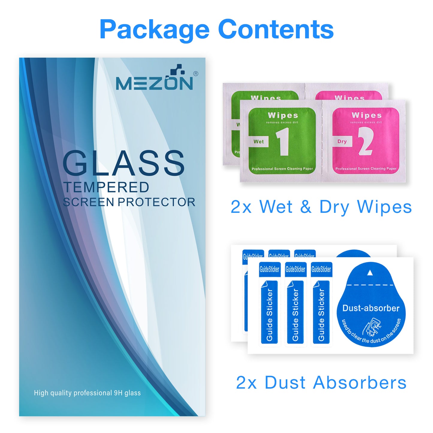 [2 Pack] MEZON Tempered Glass for iPhone 15 Pro (6.1") Crystal Clear Premium 9H HD Case Friendly Screen Protector