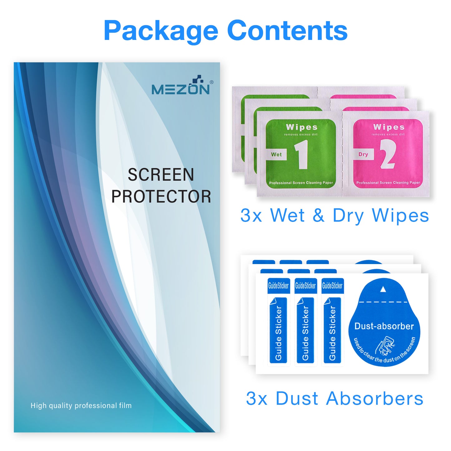 [3 Pack] MEZON Google Pixel 9a Clear Screen Protector Case Friendly Film (Pixel 9a, Clear)