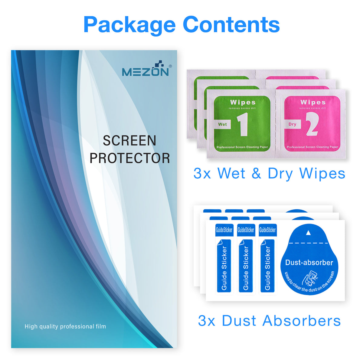 [3x in 1] MEZON Apple iPhone Duo Premium Hydrogel Clear Edge-to-Edge Full Coverage Screen Protector Fingerprint Film