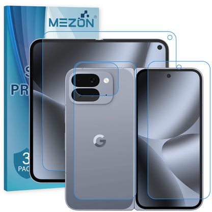 [3x in 1] MEZON Google Pixel 10 Pro Fold Premium Hydrogel Clear Edge-to-Edge Full Coverage Screen Protector Fingerprint Film