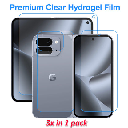 [3x in 1] MEZON Google Pixel 10 Pro Fold Premium Hydrogel Clear Edge-to-Edge Full Coverage Screen Protector Fingerprint Film