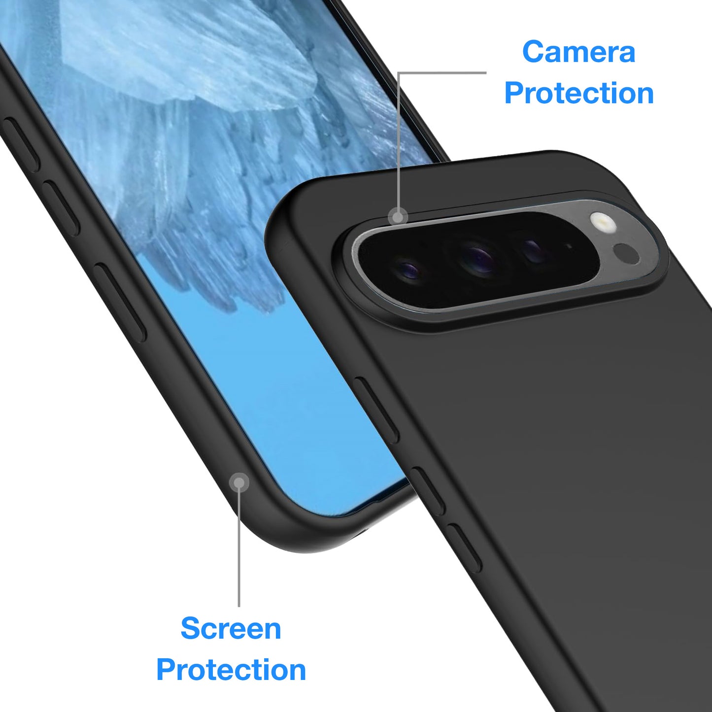 MEZON Google Pixel 10 Pro XL Slim Black Premium TPU Gel Back Case – Shock Absorption (Pixel 10 Pro XL, Gel Black)