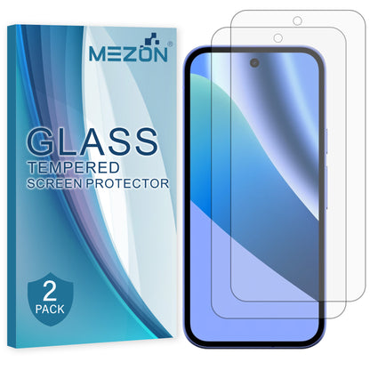 [2 Pack] MEZON Google Pixel 10a Tempered Glass Crystal Clear Premium 9H HD Case Friendly Screen Protectors (Pixel 10a, 9H)