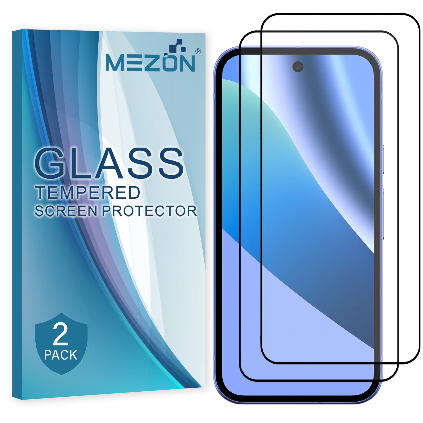 [2 Pack] MEZON Google Pixel 10a Tempered Glass Full Coverage Crystal Clear Premium 3D Edge 9H HD Screen Protectors